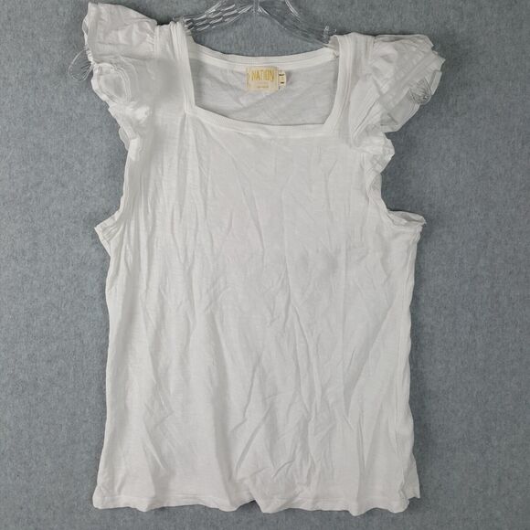 Nation LTD Tops - Nation LTD Women's White Square Neck Short Sleeve Cotton Top Size S